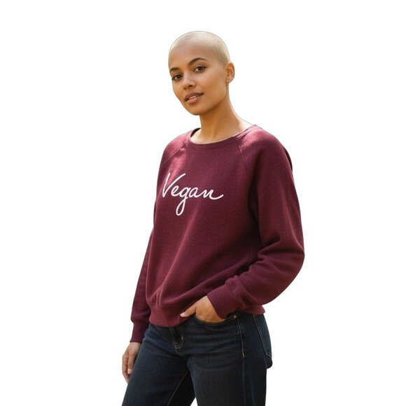 Bella+Canvas Womens Vegan Burgundy Sweatshirt Size S - Picture 1 of 7